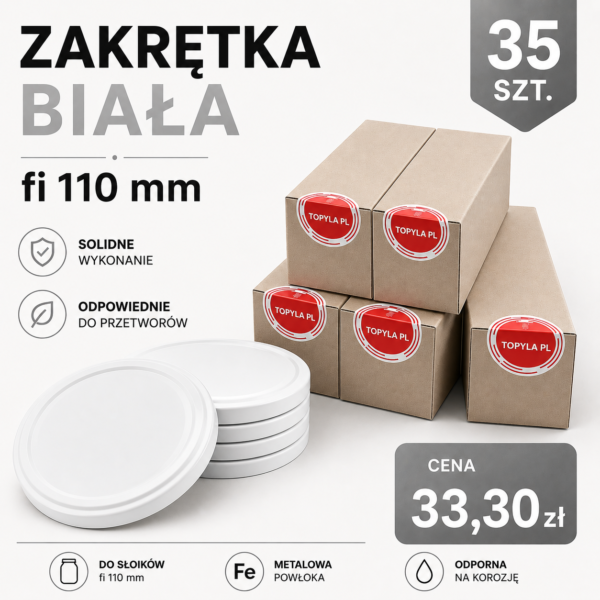 Zakrętki białe fi 110